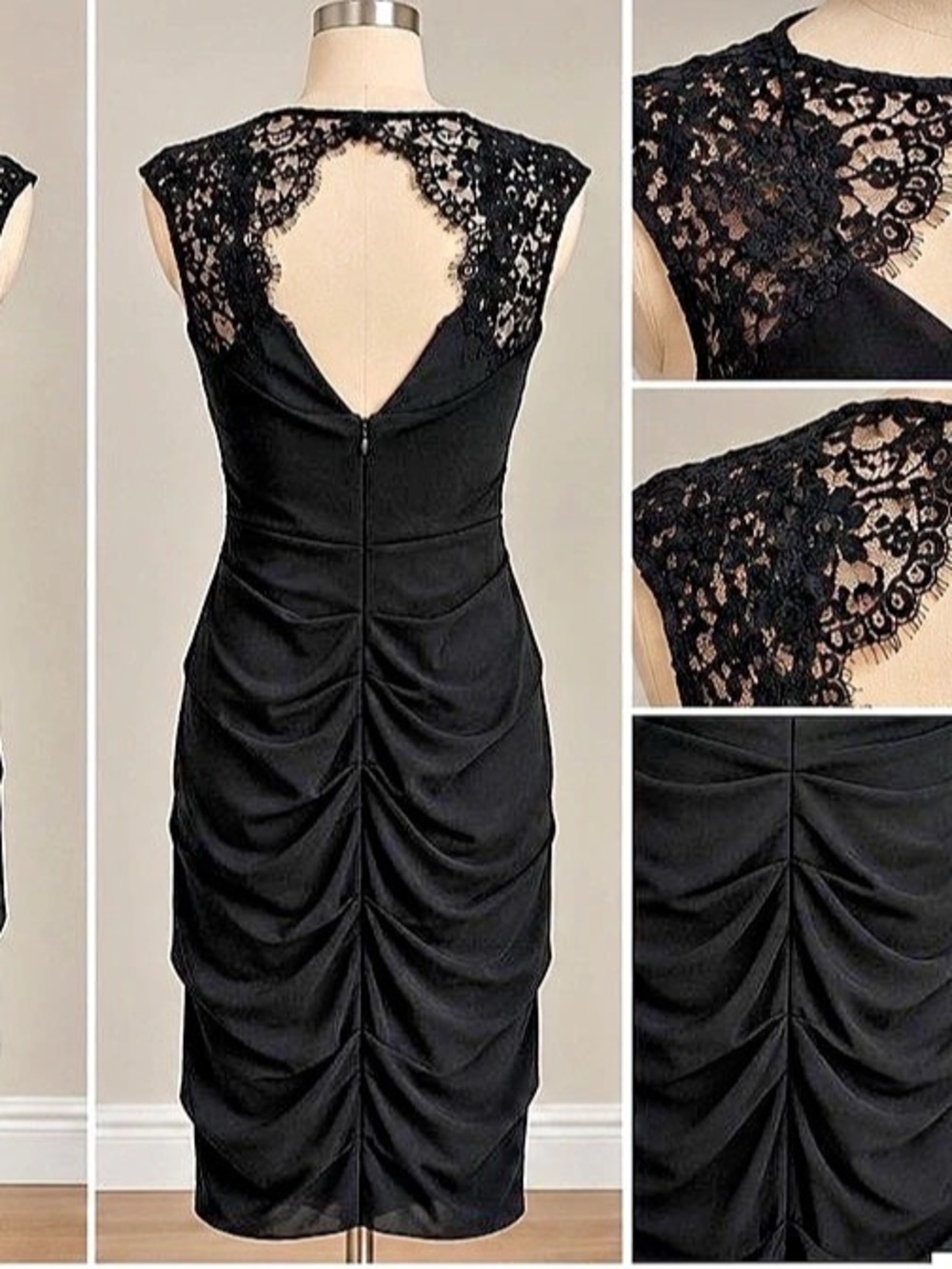 Boston Proper Ruched Lace Midi Dress in Black Size 4 Like New